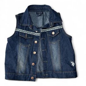 🌺 5 X 25 U.S. Polo Assn. Blue Denim Kids Vest girs Large 85% cotton 15%